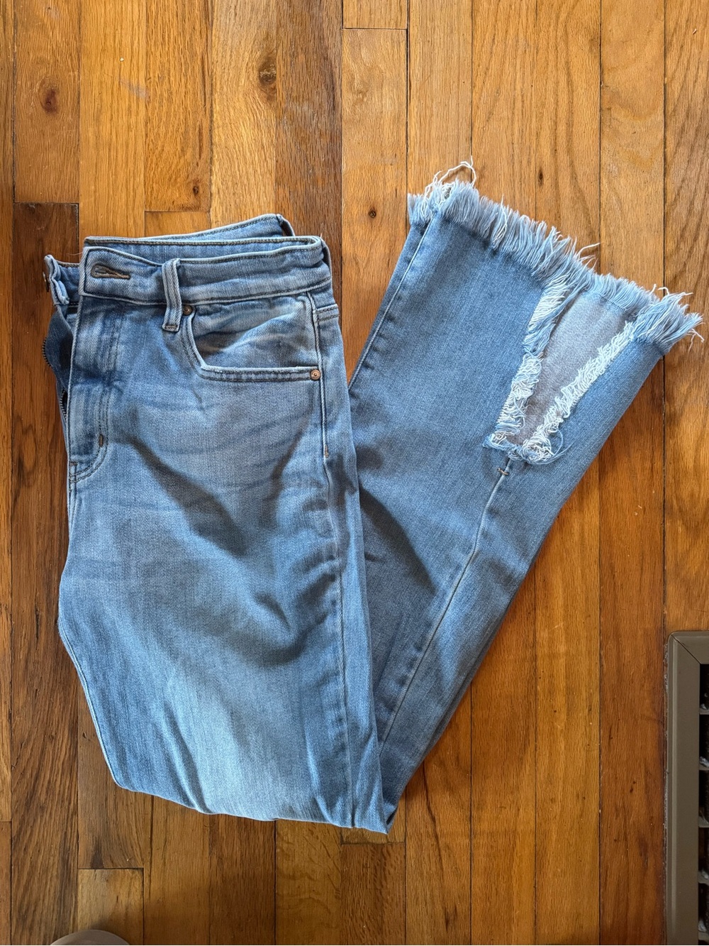 KanCan Light Blue Frayed Wide Leg Jeans